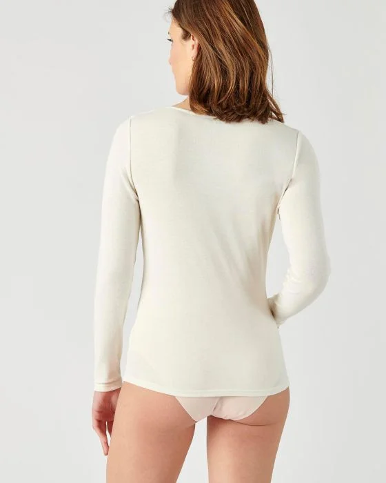 Tee-shirt manches longues Thermolactyl Sensitive, finition dentelle