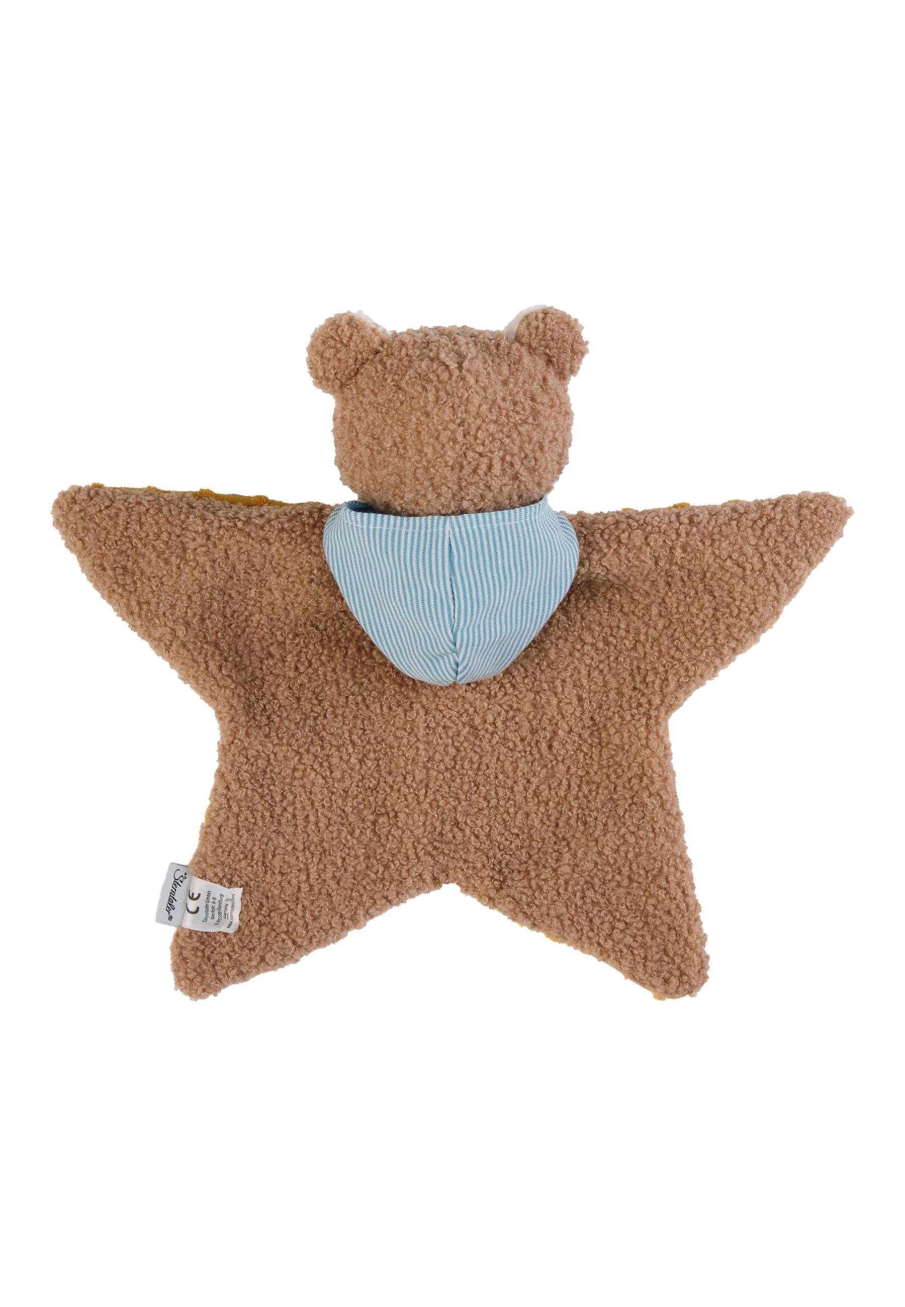 Schmusetuch Bär Ben in Ockergelb und Braun, 30 cm