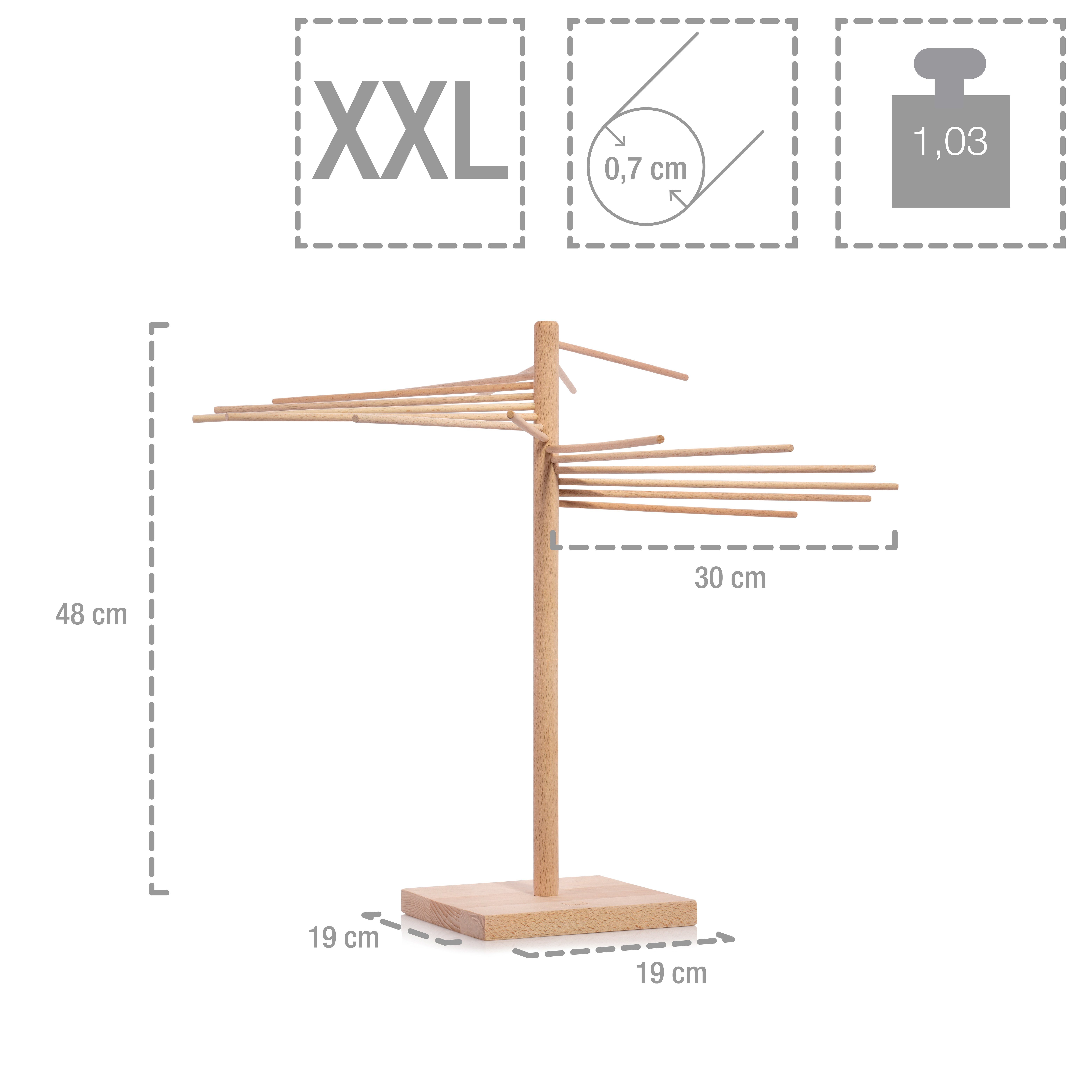 SÄNGER Nudeltrockner XXL Pastatrockner, aus Holz, mit 16 abnehmbaren Armen, inkl. Booklet