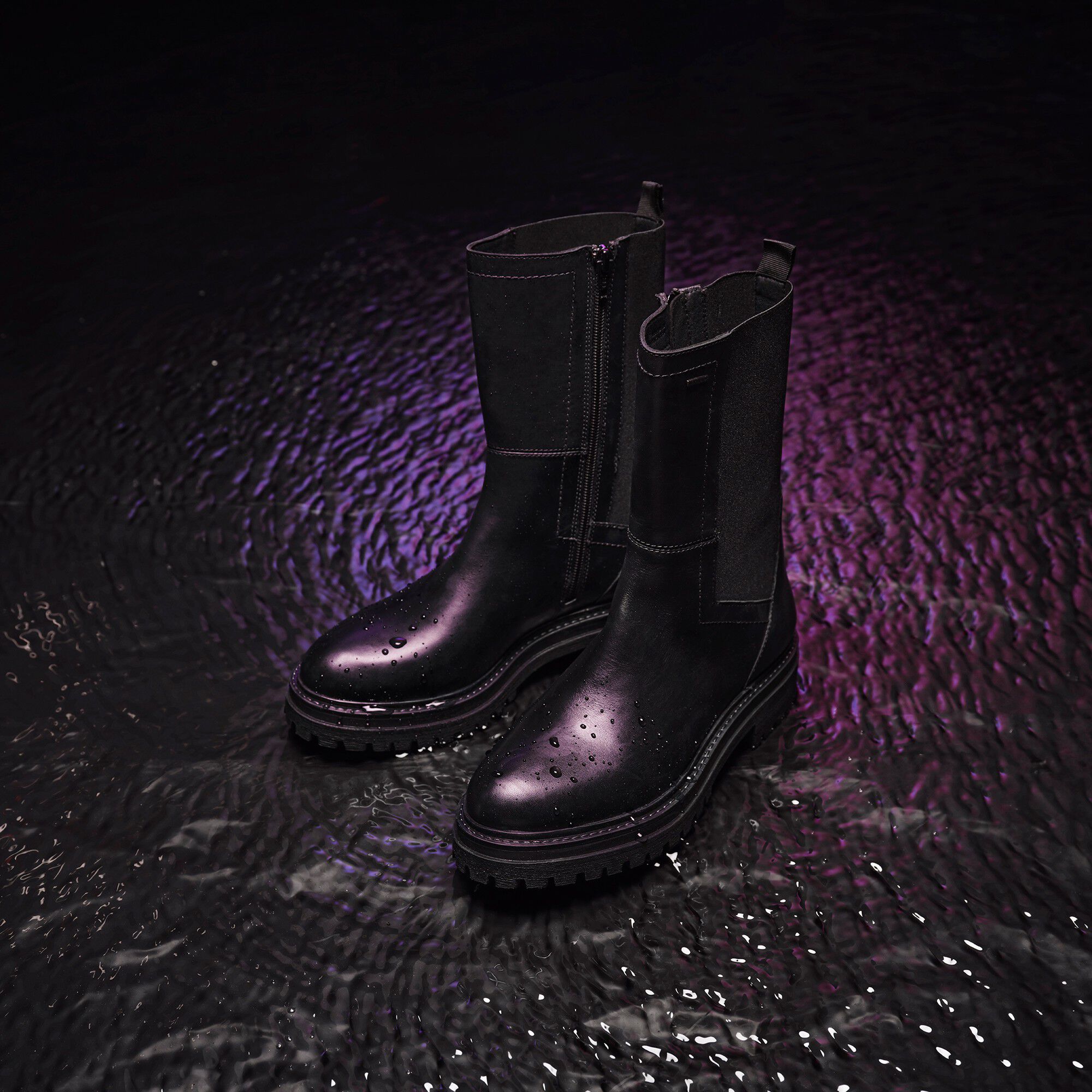 Boots mi-hautes dessus cuir