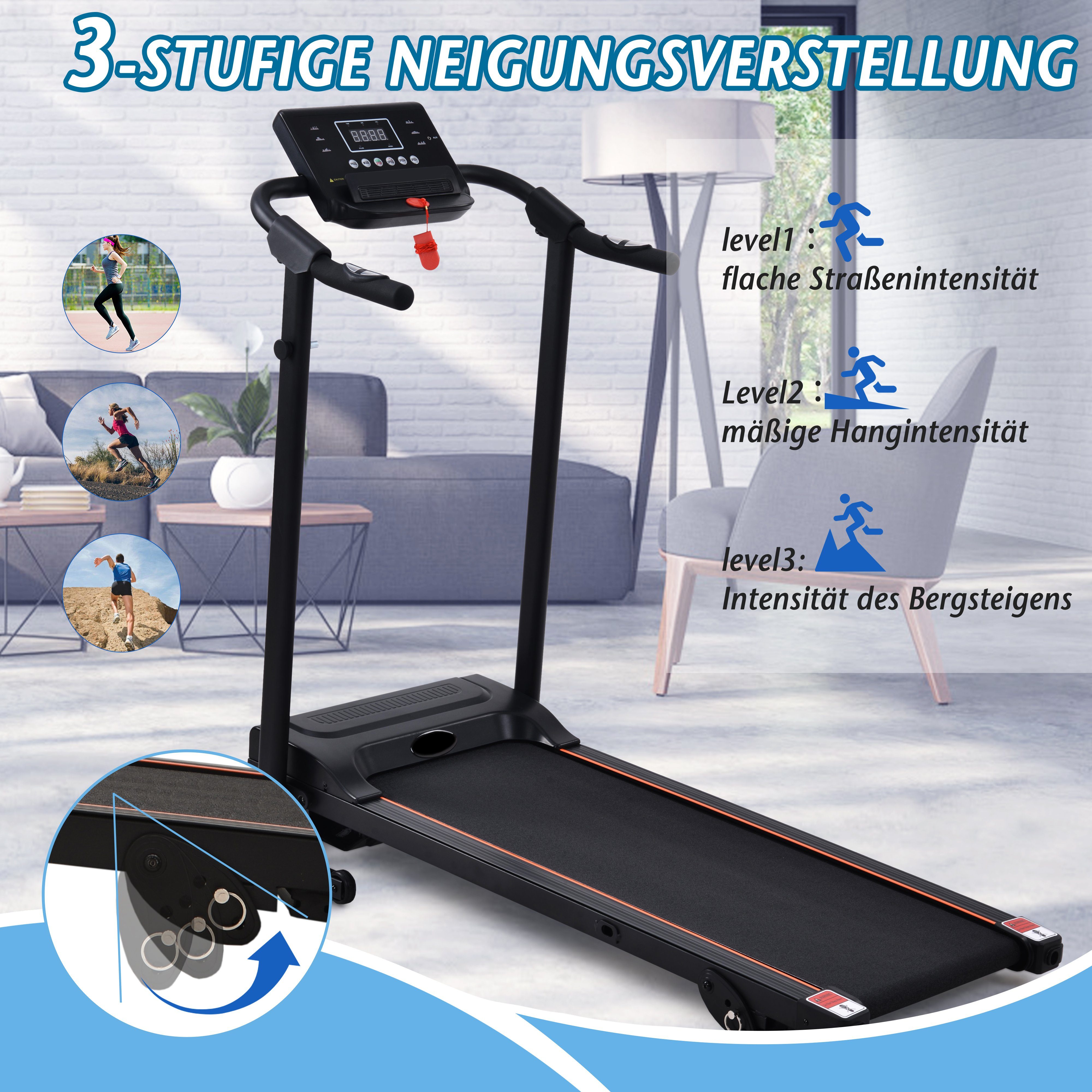 Mould King Laufband Faltbares Laufband,Einstellbarer Trainingsintensität+Handyhalterung
