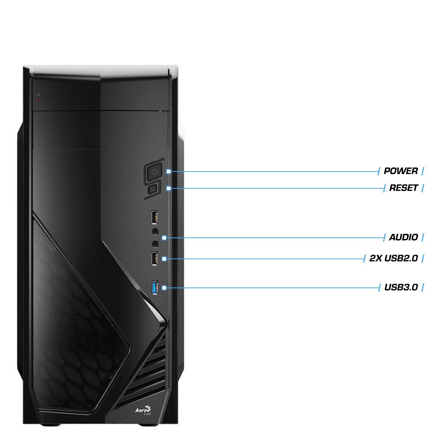 Kiebel Midi ATX Business-PC (Intel Core i3 Intel Core i3-10100, HD Graphics 630, 8 GB RAM, 512 GB SSD, Luftkühlung)