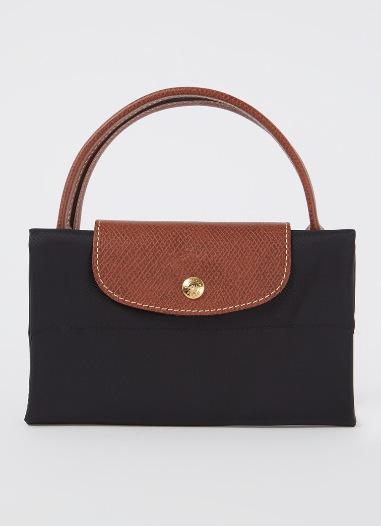 Geantă Longchamp Le Pliage Original, mărimea M, cu detalii din piele.