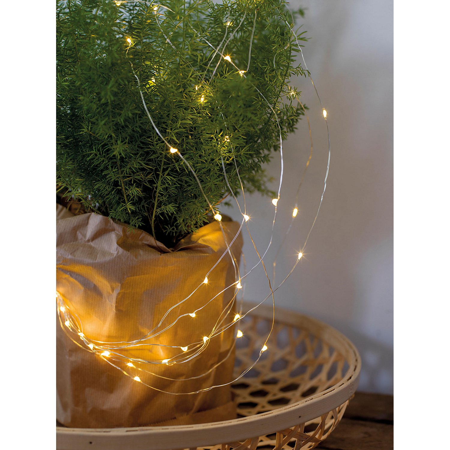 LED Micro-Lichterkette mit Batteriekasten und Timer, 60 LEDs