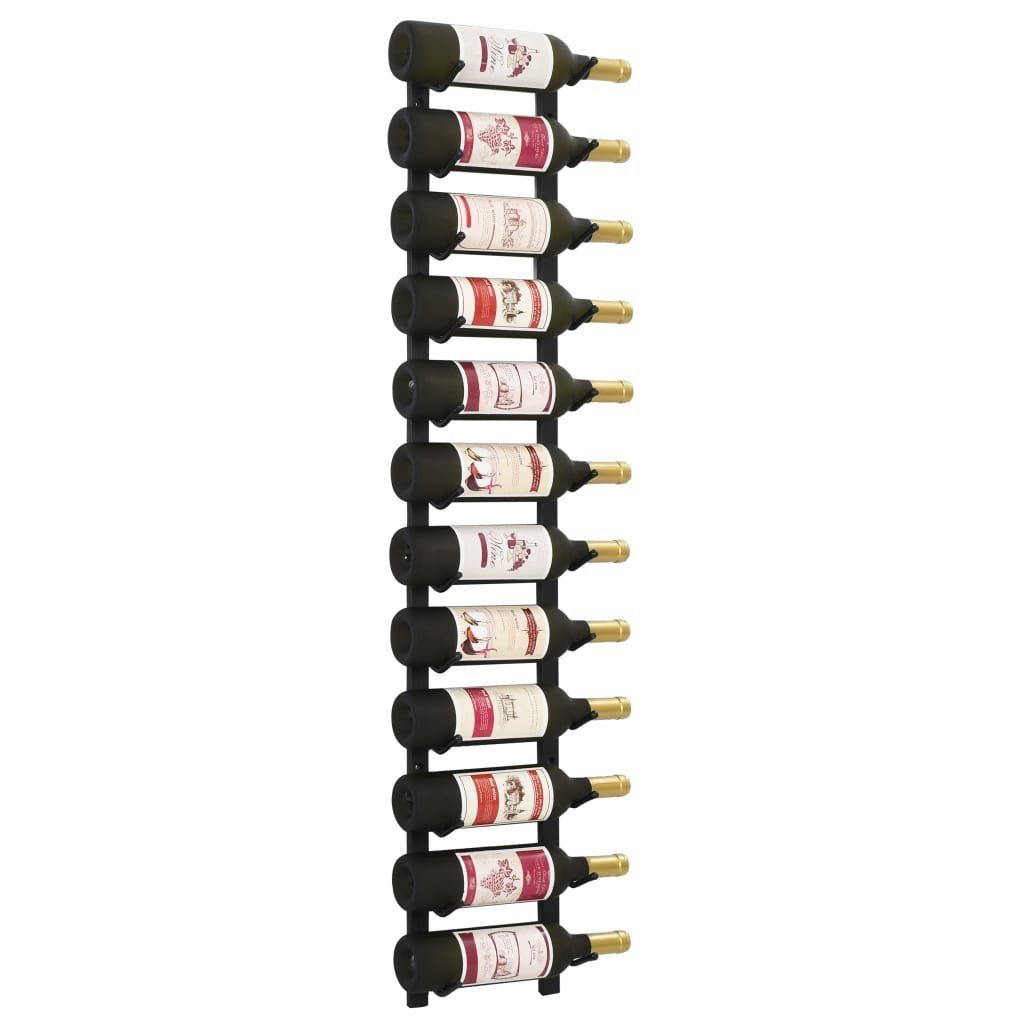 vidaXL Weinregal Wand-Weinregal für 12 Flaschen Schwarz Eisen, 1-tlg.