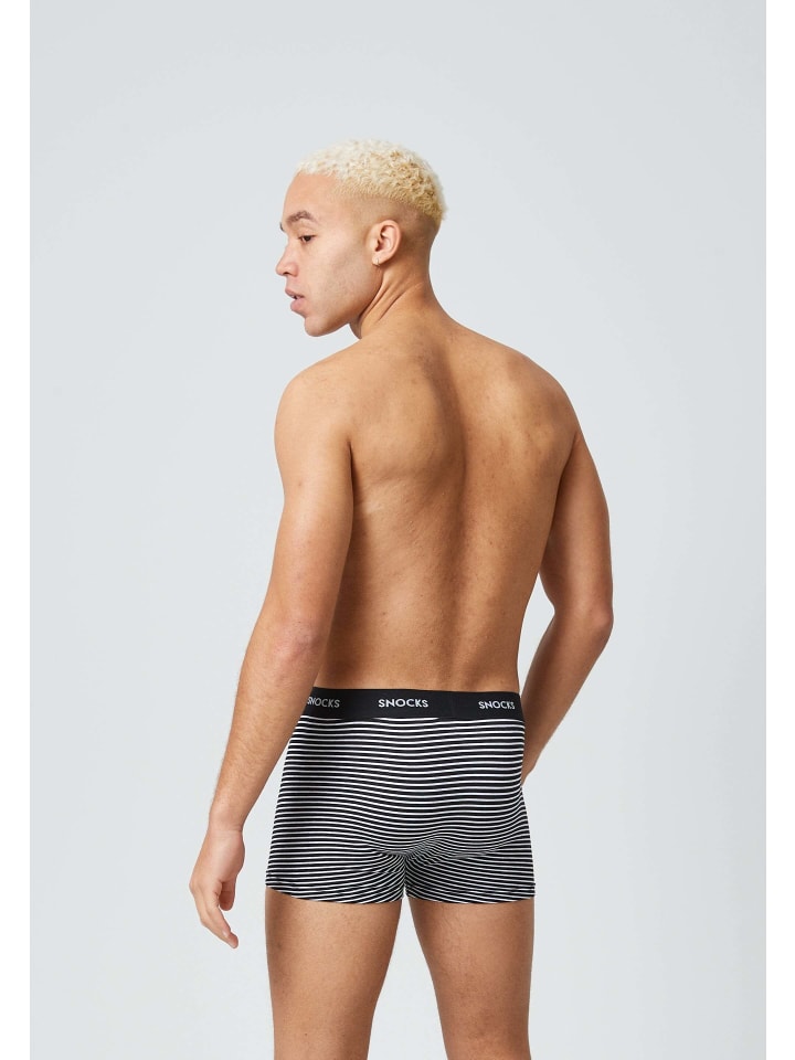 SNOCKS Boxershorts aus Bio-Baumwolle 6 Stück in Schwarze Streifen günstig kaufen