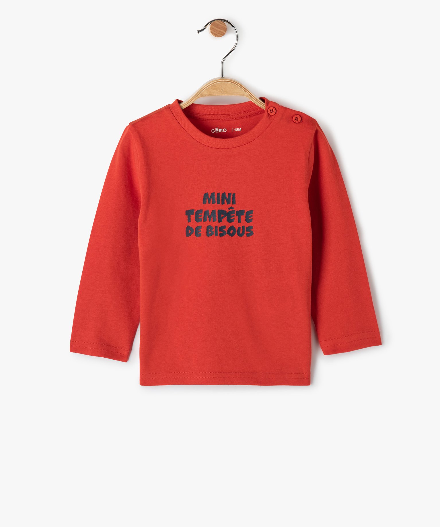 Tee-shirt bébé Garçon à manches longues avec message rouge | GEMO