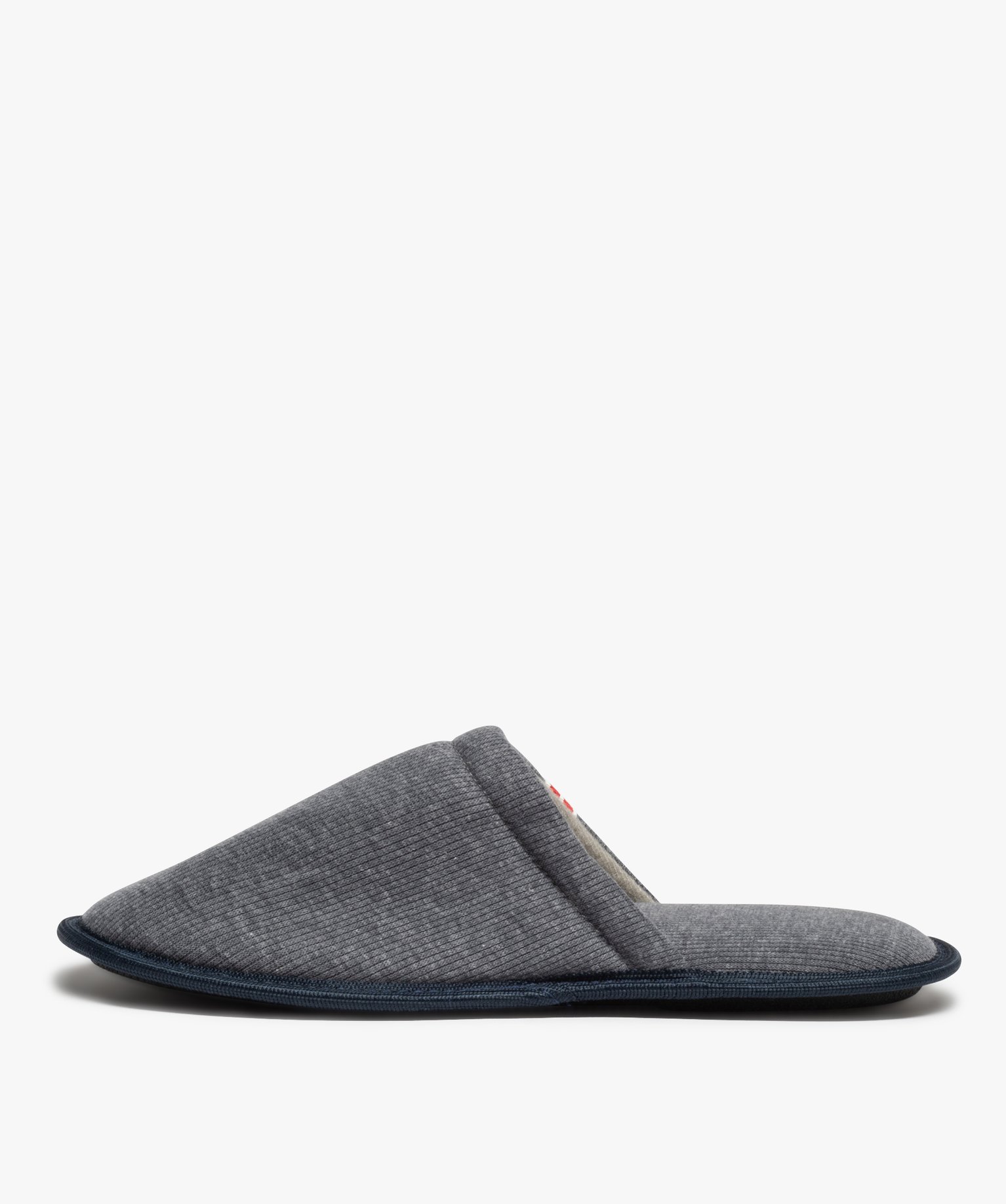 Chaussons homme mules plates en jersey ctelé bleu | GEMO