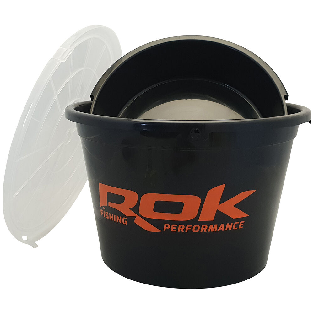Kit de amorsare pentru găleată Rok pentru crap, 13l, negru (găleată 13l + bol 4l + capac 13l)
