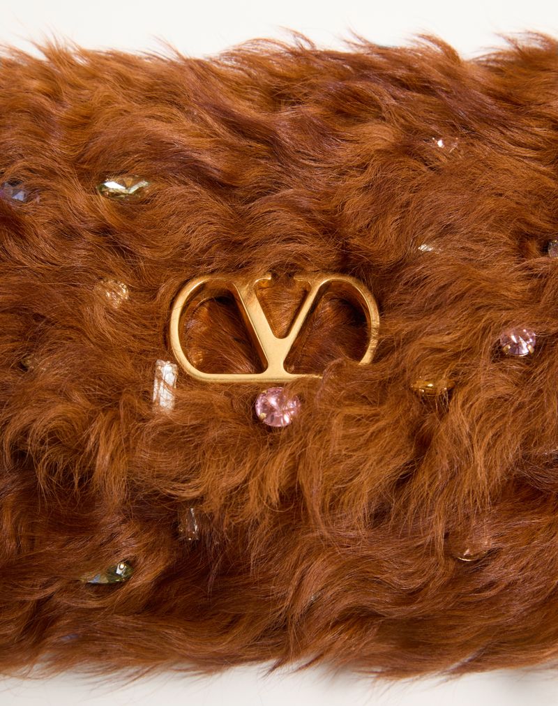 Valentino Garavani Devain kleine schoudertas van lamsleer met strass-steentjes