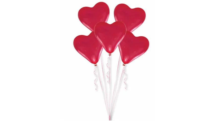 Amscan - 5 Latexballons Herzen Mittel
