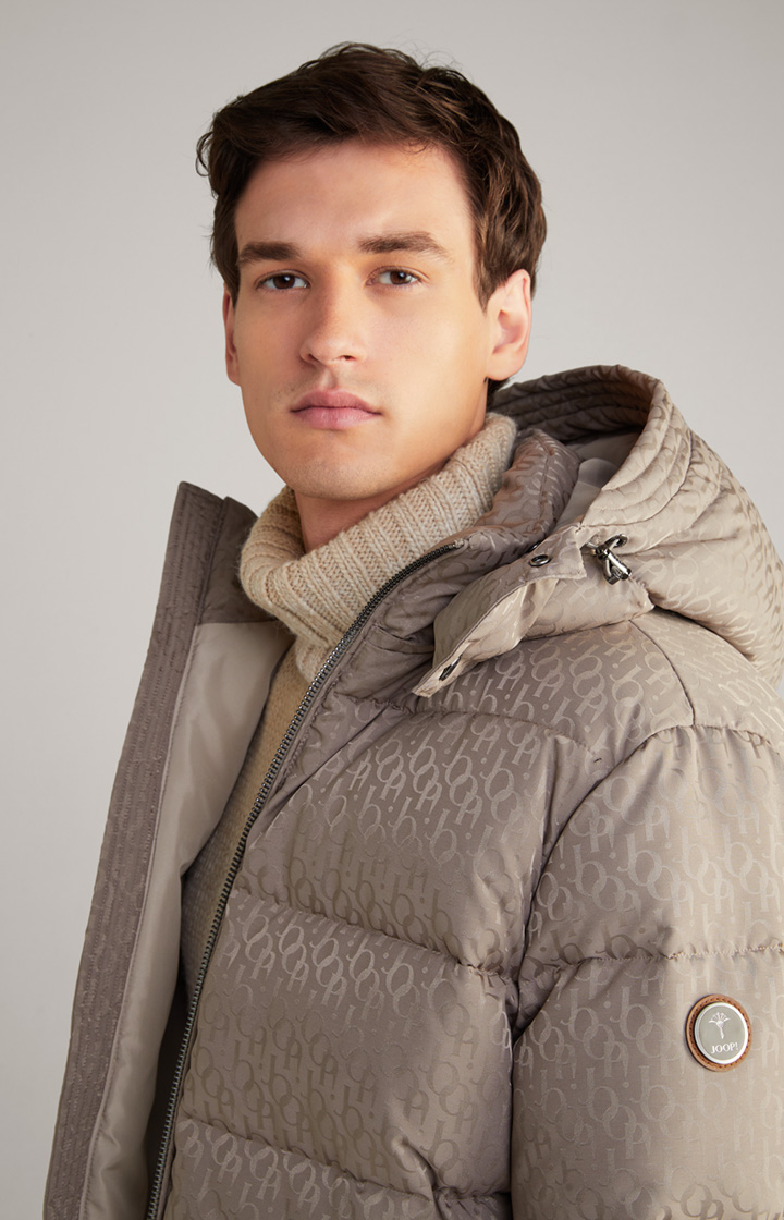 Logo-Steppjacke Vastos in Hellbraun gemustert