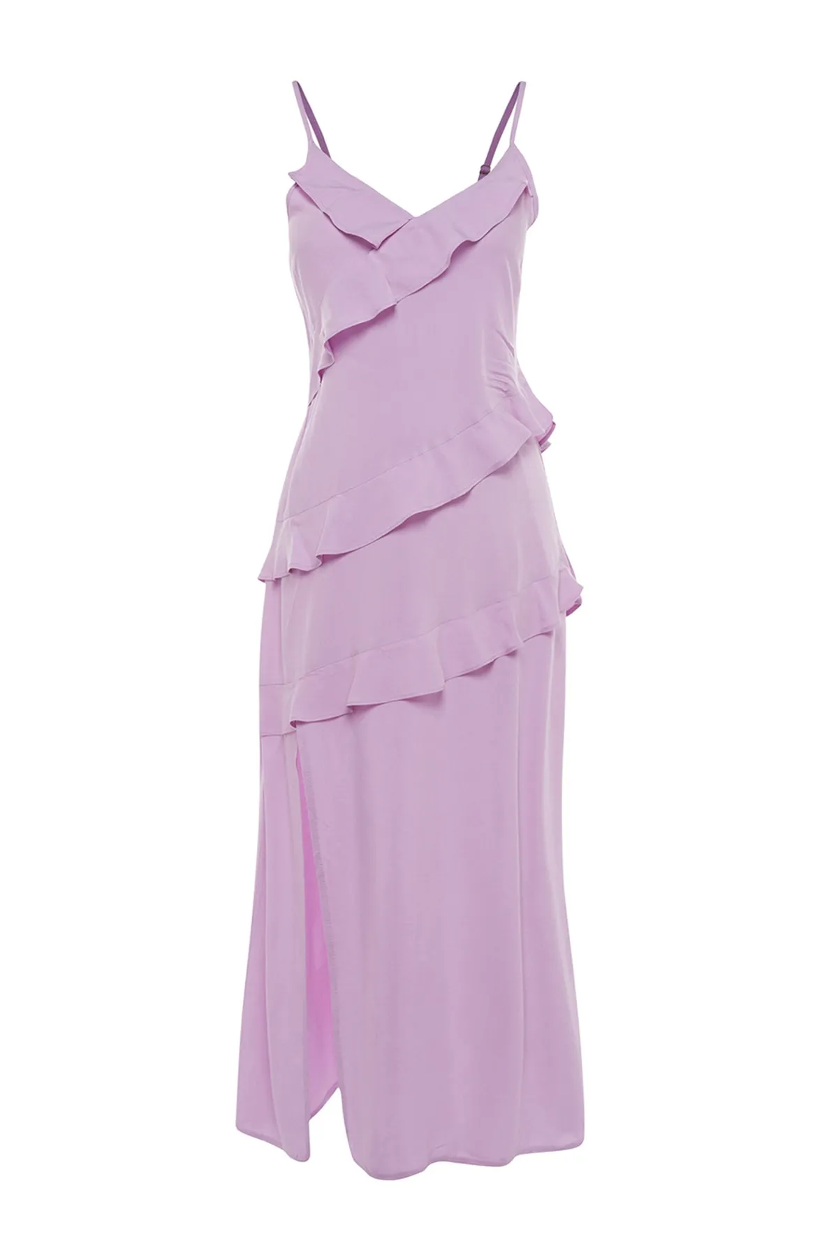 Trendyol Collection  Lila Maxi-Strandkleid mit gewebten Rüschen TBESS23EL00172