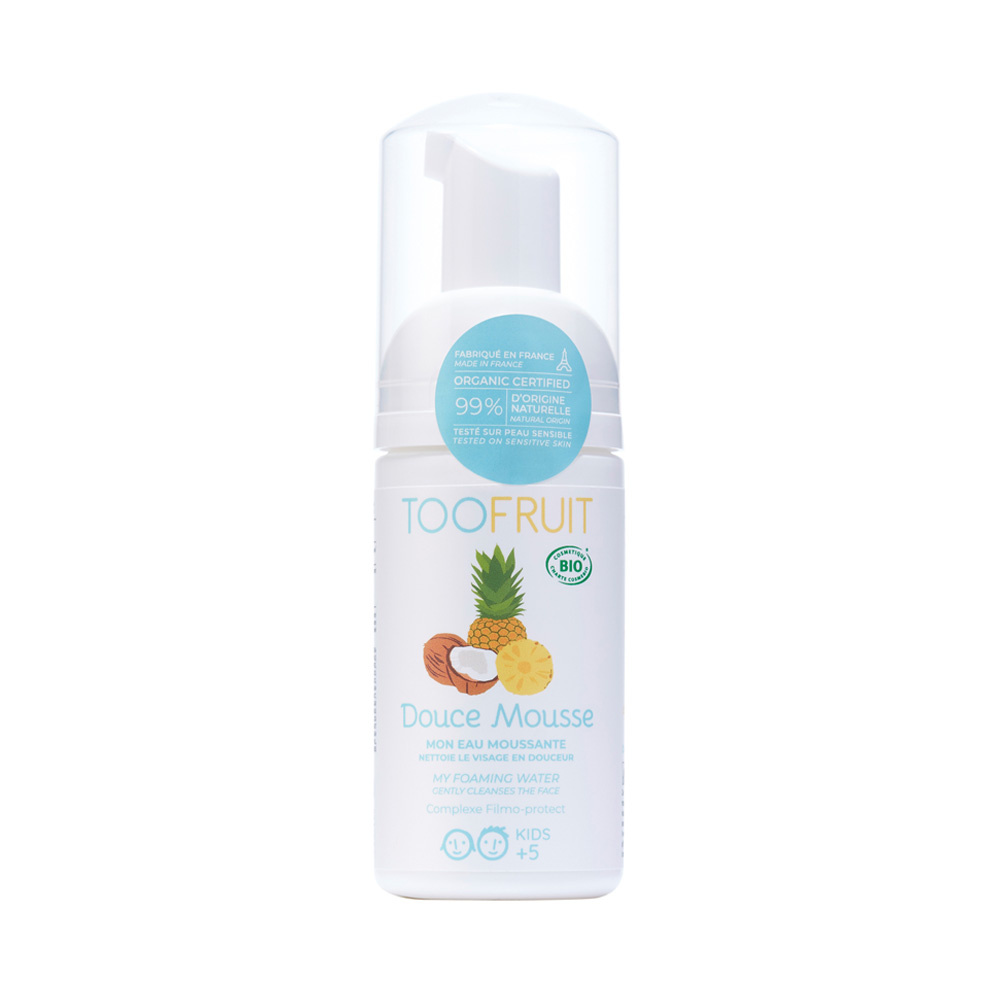 toofruit Douce mousse, eau moussante nettoyante visage BIO  Ananas - Coco Mousse nettoyante visage