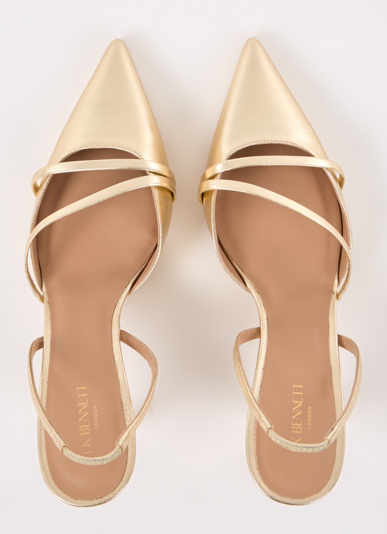 LKBennett Madely bőr slingback fémes bevonattal