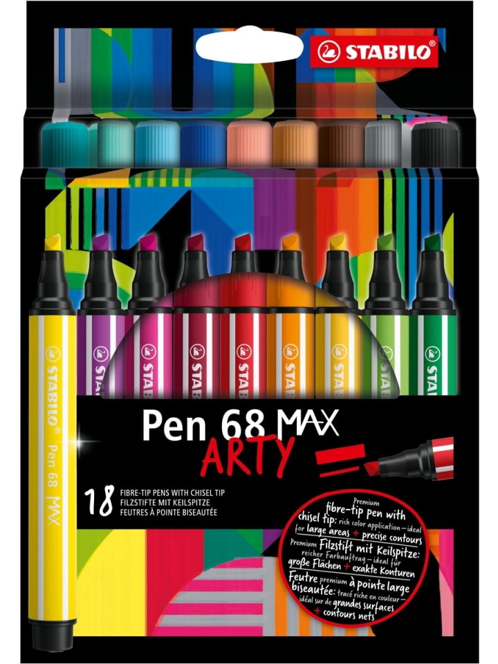 STABILO Fasermaler Pen 68 Max Keilspitze Etui Arty Packung mit 18 Stifte günstig kaufen onesize