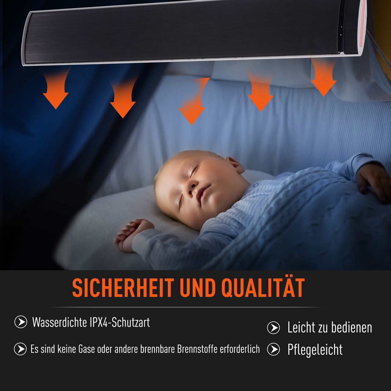 Outsunny Outdoor-Heizung 2400 W Heizstrahler Alu 133 x 20 x 4,8 cm