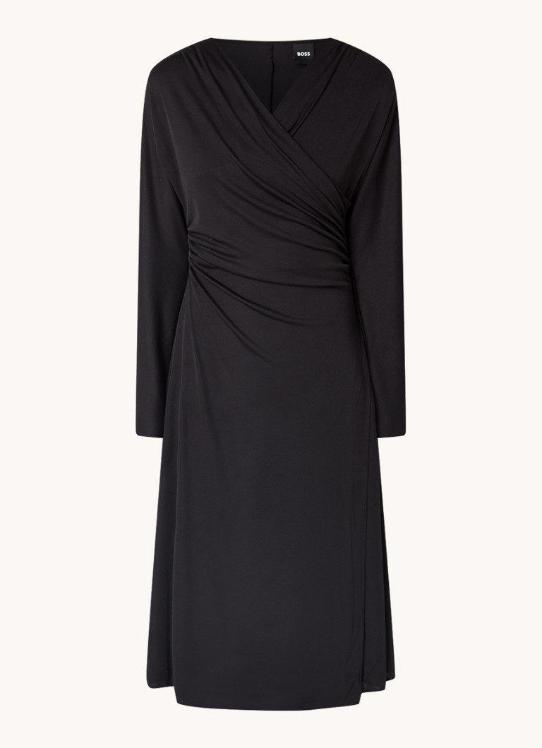 Rochie midi tunică HUGO BOSS Ettita cu detalii plisate