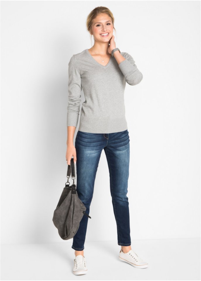 Stretch-Boyfriend-Jeans mit Bequembund