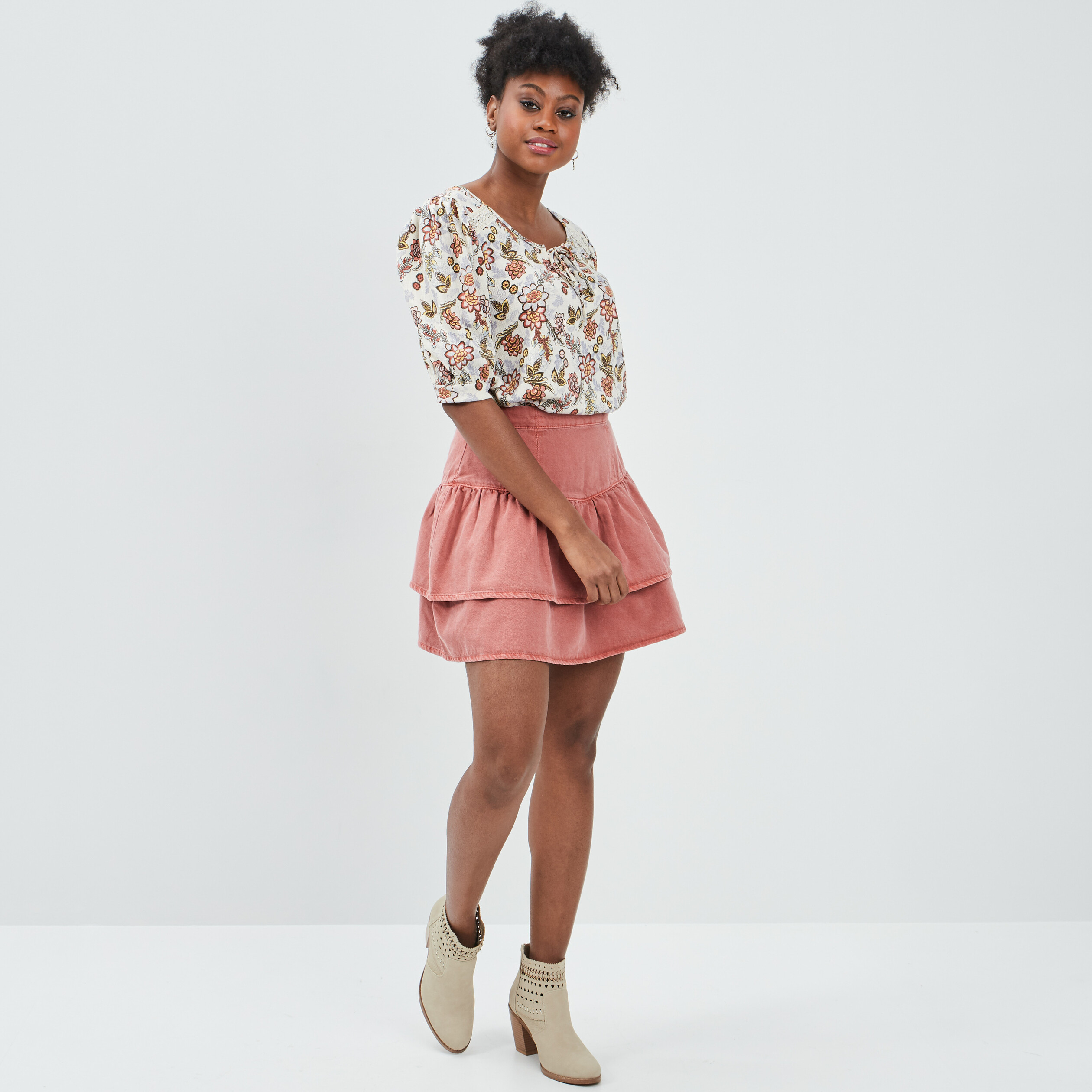 T-shirt manches courtes beige femme | La Halle