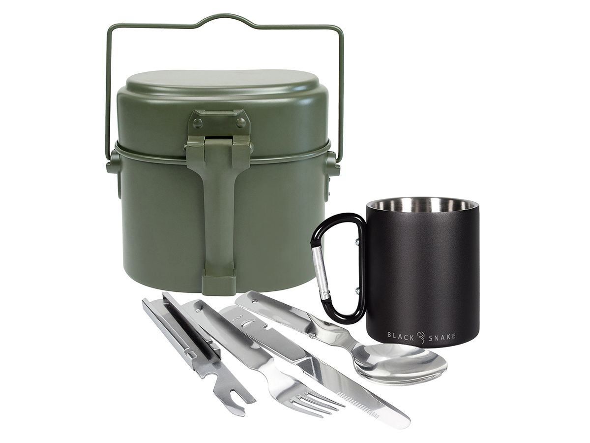 Black Snake Kochgeschirr mit BW Besteck und Tasse
