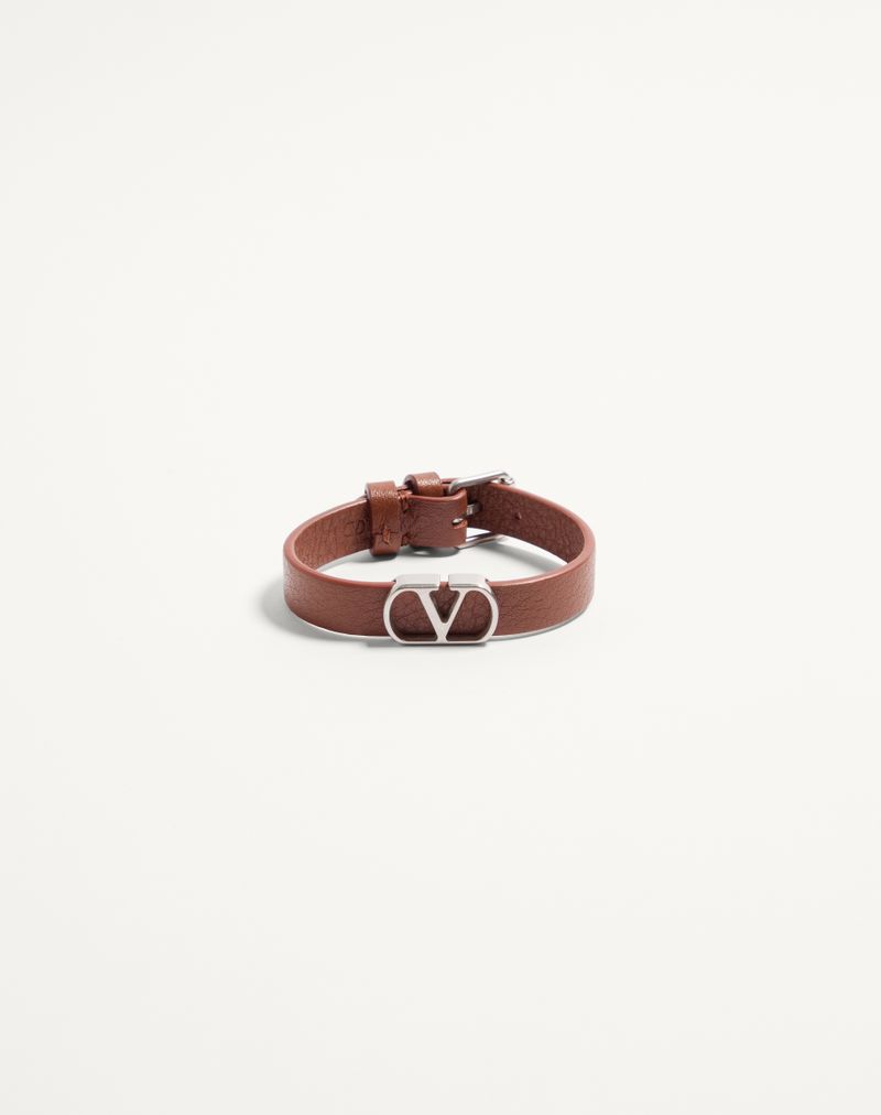 Pulseira de couro de bezerro granada exclusiva VLogo