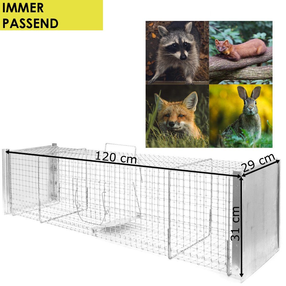 Petigi Köderbox Marderfalle Tierfalle Fuchsfalle Katze Lebendfalle Waschbär 120x31x29