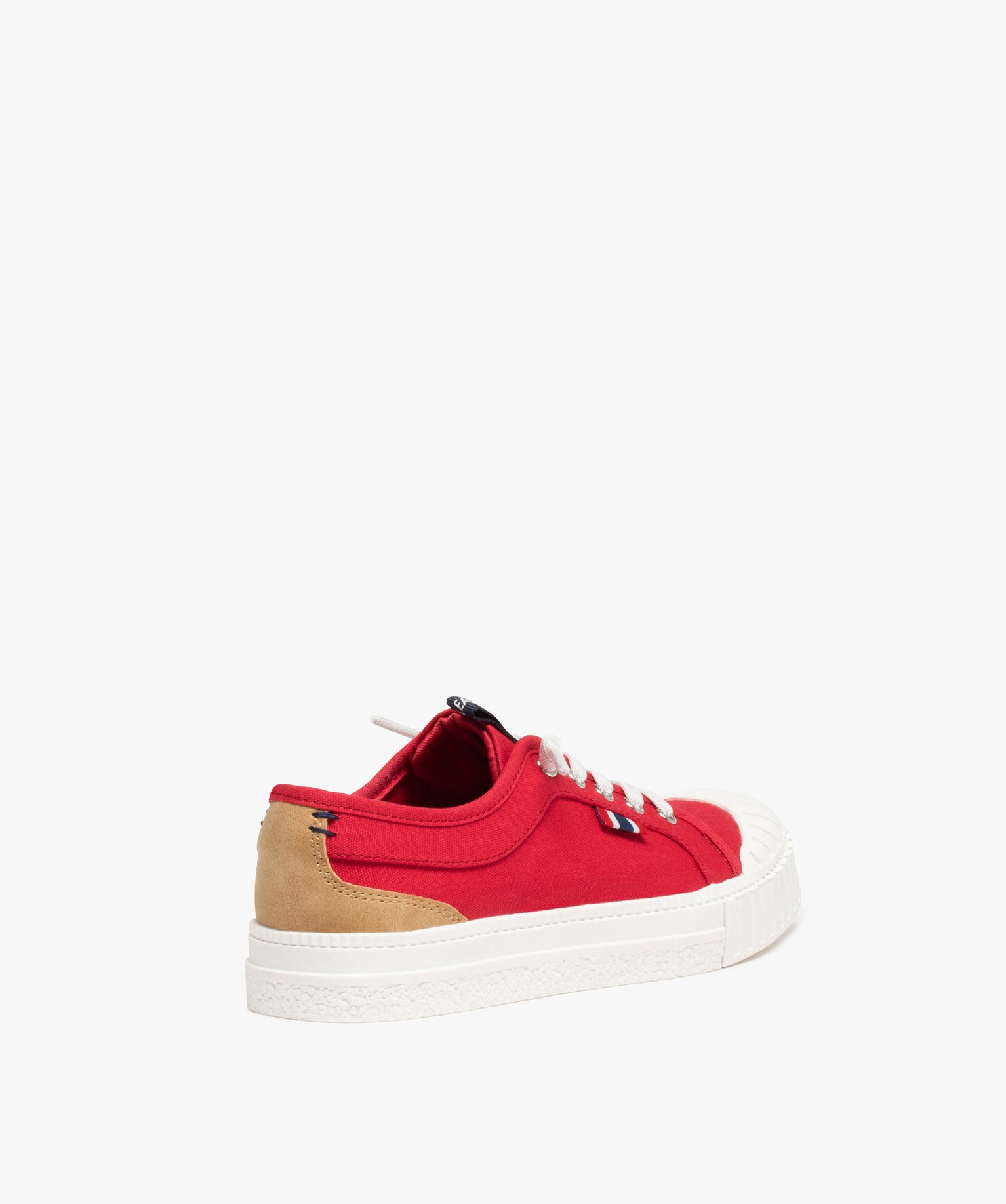 Baskets Garçon en toile unie à lacets élastiques rouge | GEMO