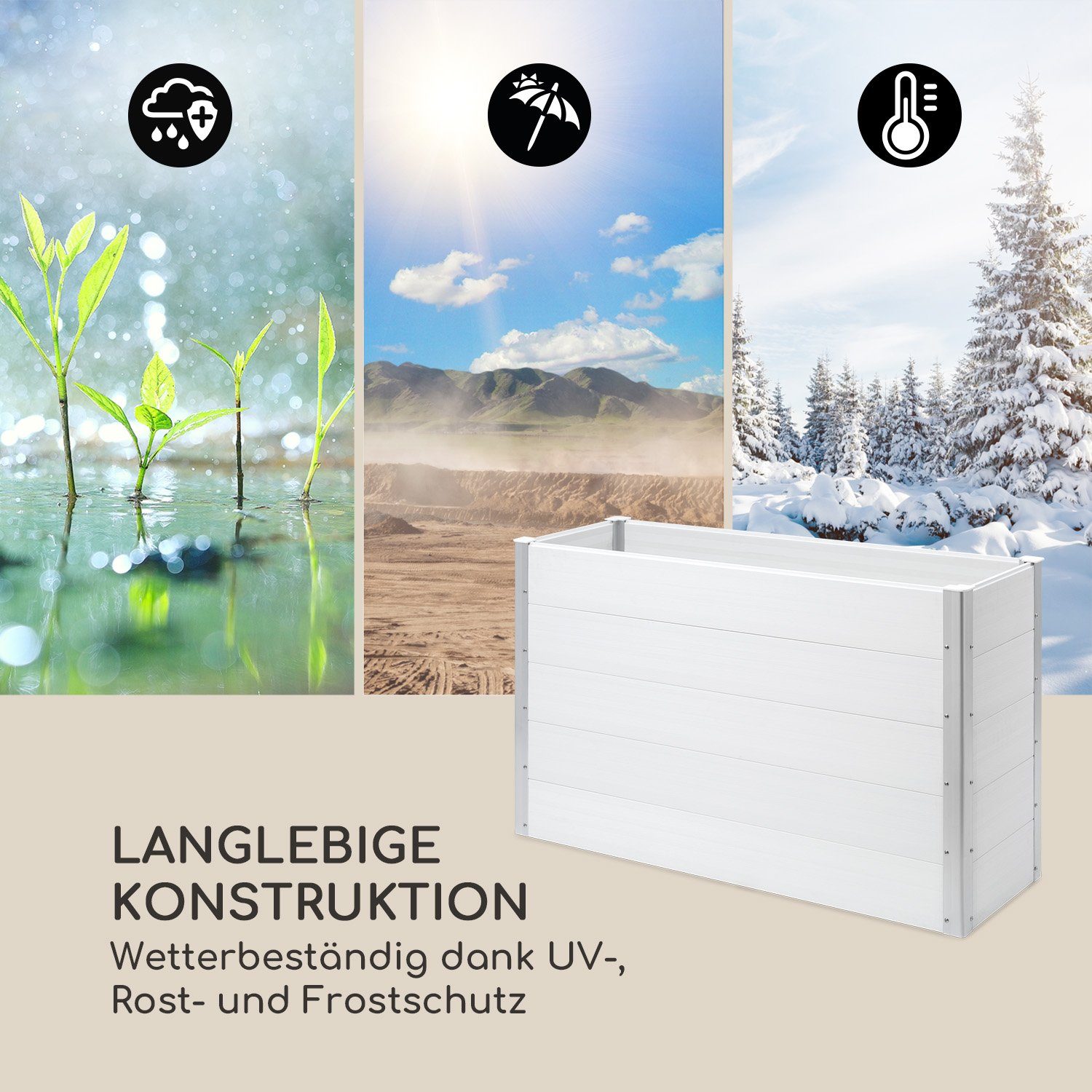 blumfeldt Hochbeet Nova Grow, Pflanzkübel Outdoor Balkon außen groß WPC Garten