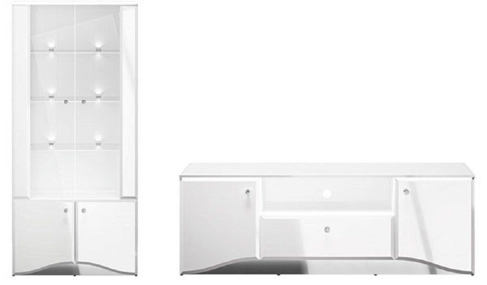 Feldmann-Wohnen Wohnwand GLAMOUR, (Set), 1 Vitrine + 1 Lowboard