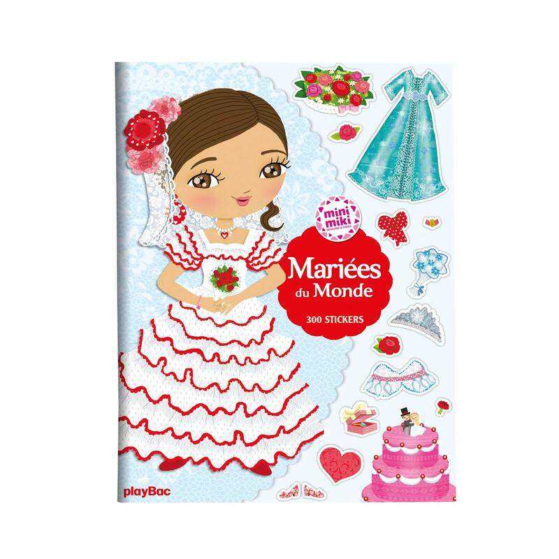 Livre Minimiki, Cahier stickers Mariées du monde - Play Bac