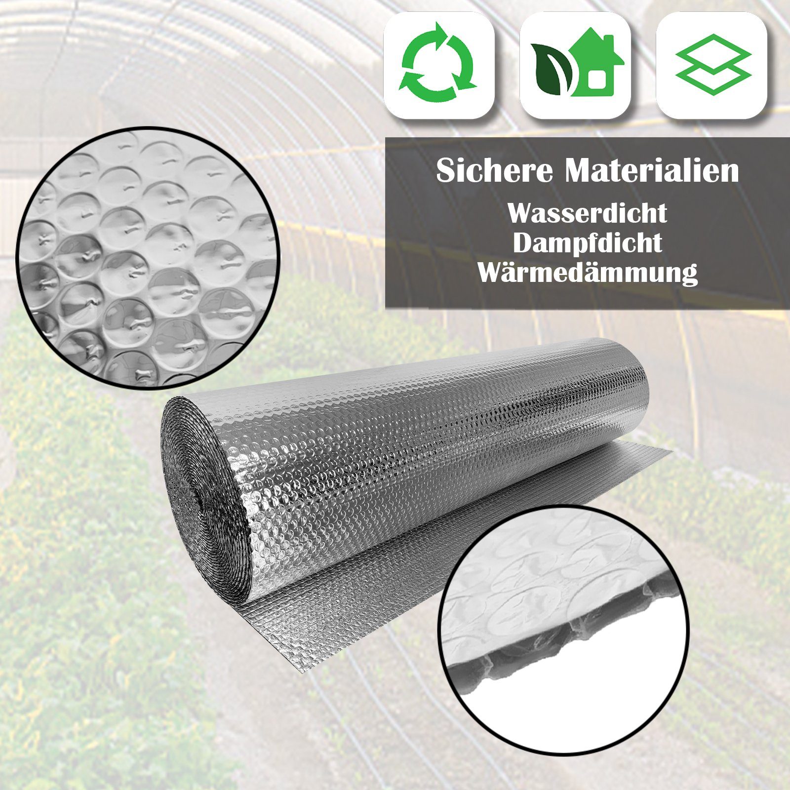 UISEBRT Heizkörper Isolierfolie Dämmfolie Alu Luftpolsterfolie, 3-4mm Dick