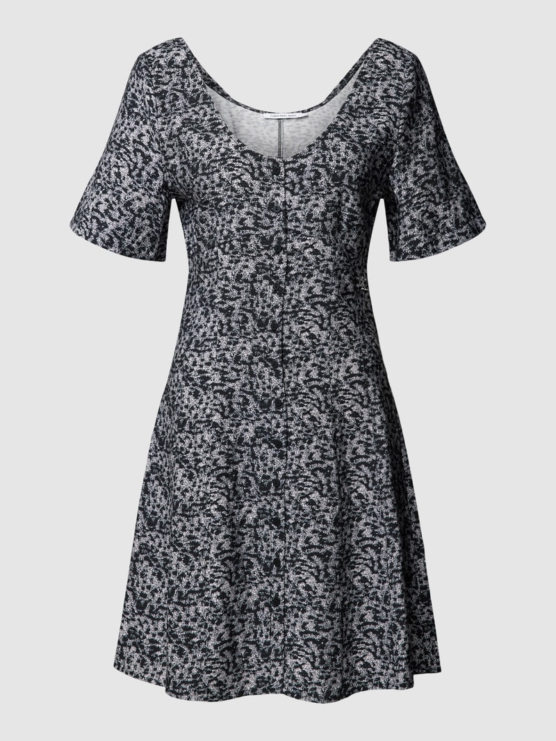 Minikleid mit Label-Stitching in mittelgrau