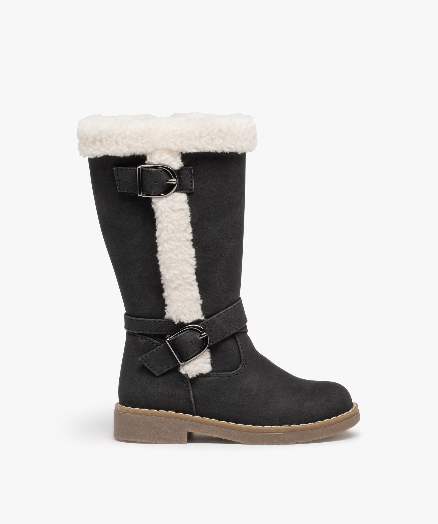 Bottes fille unies à bordures en sherpa noir | GEMO