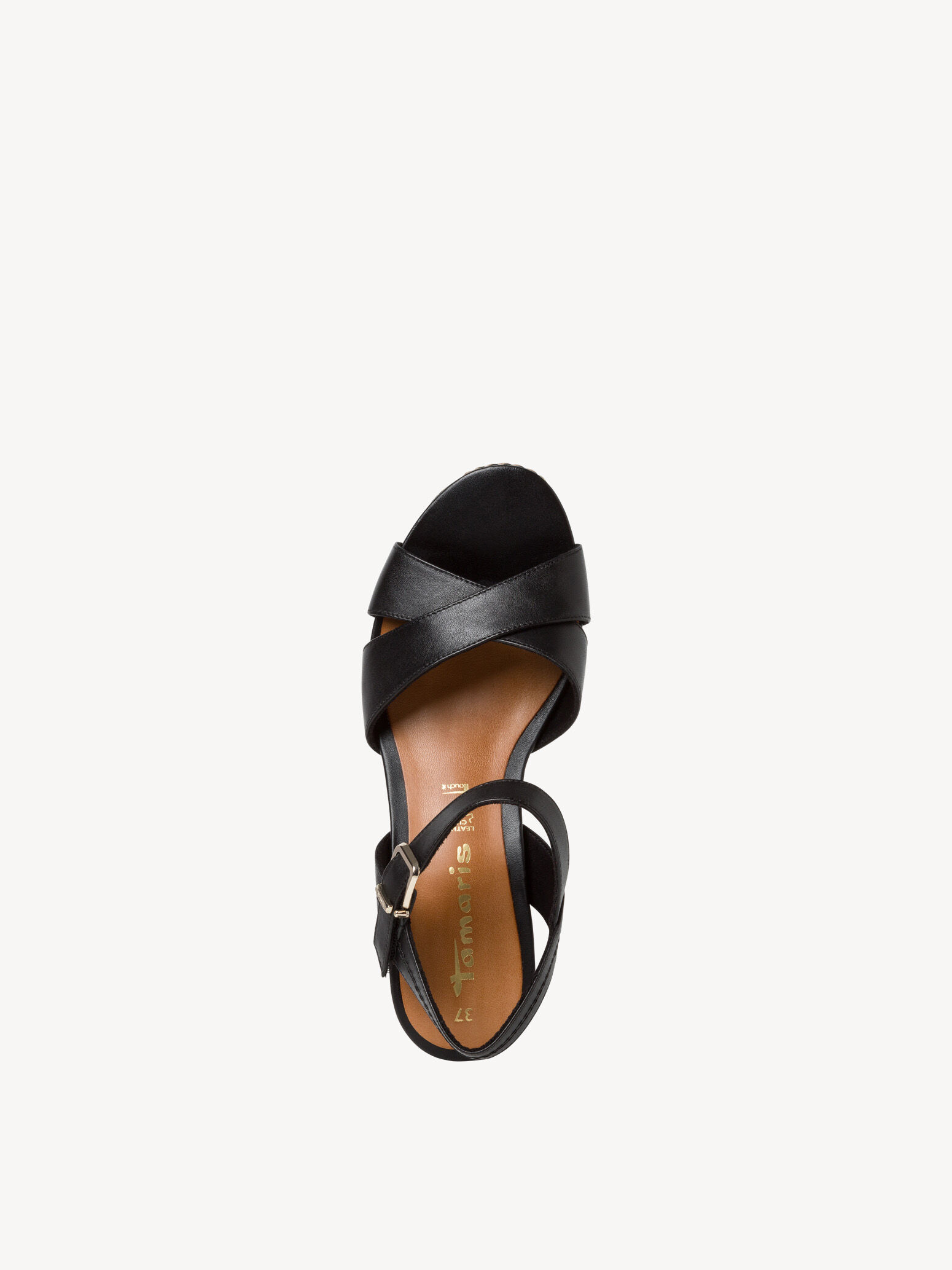 Sandale à talon en cuir - noir