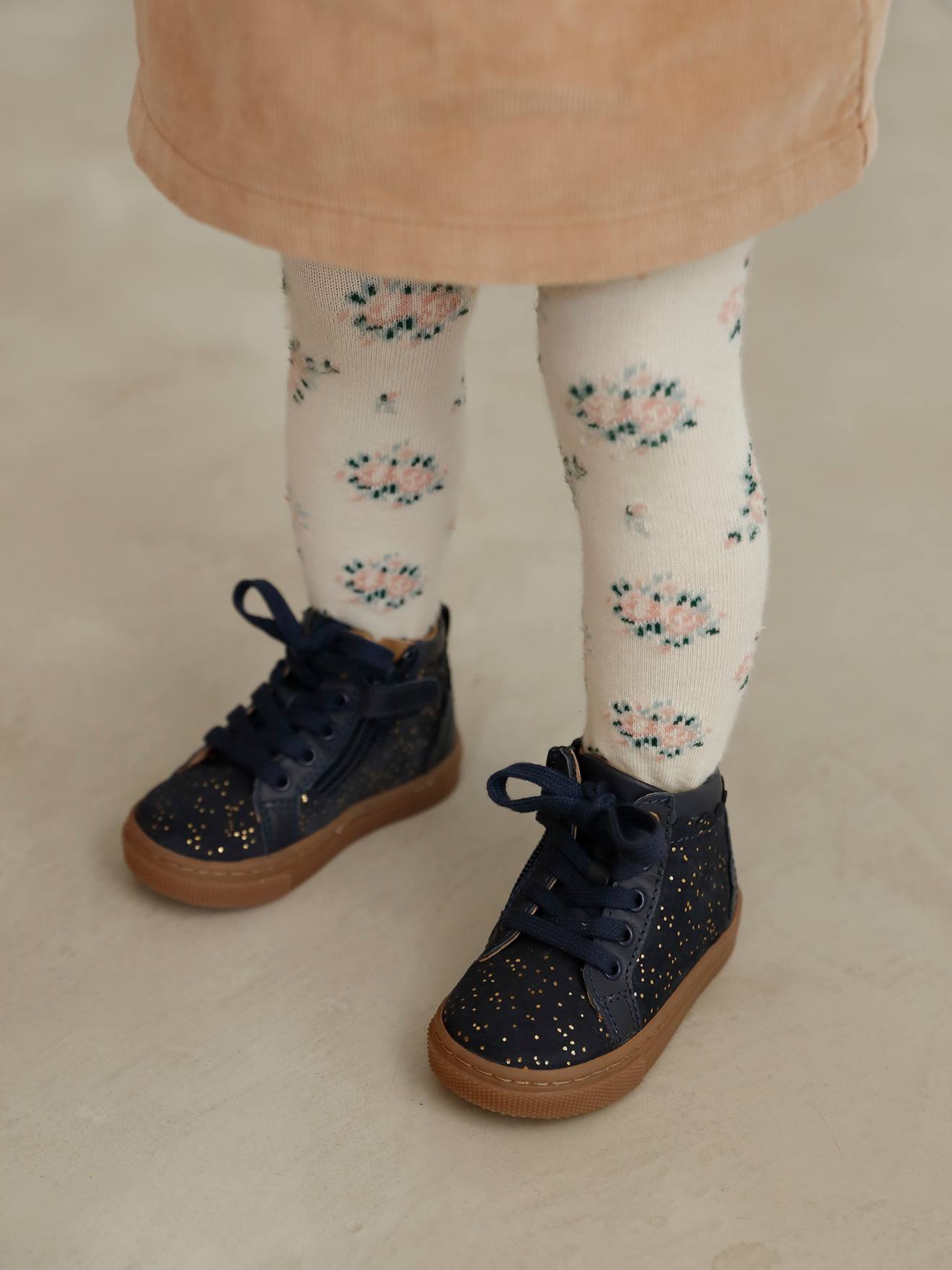 Vertbaudet Hohe Mädchen Baby Sneakers mit Schnürung - marine