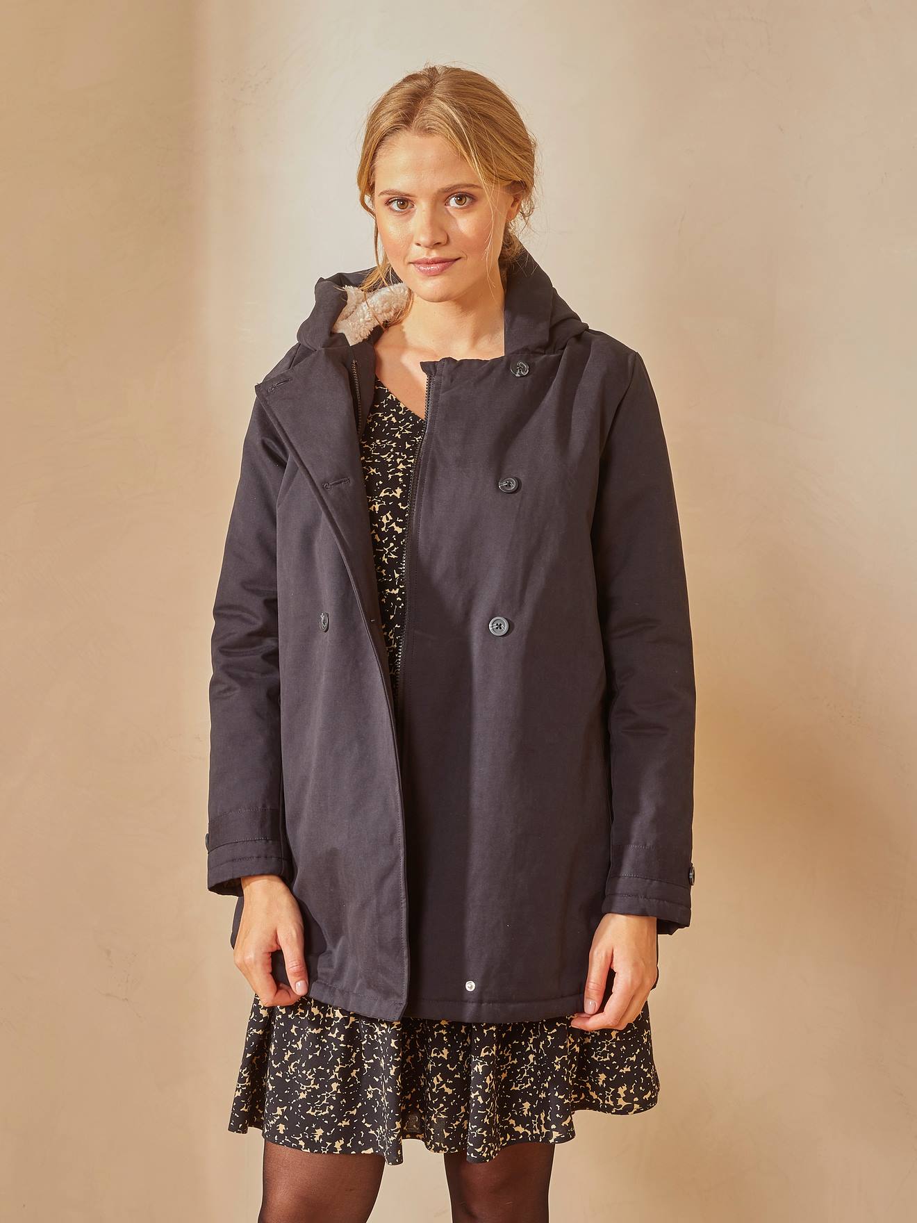 Vertbaudet Jacke für Schwangerschaft & Stillzeit, Tragejacke, Recycling-Polyester - schwarz