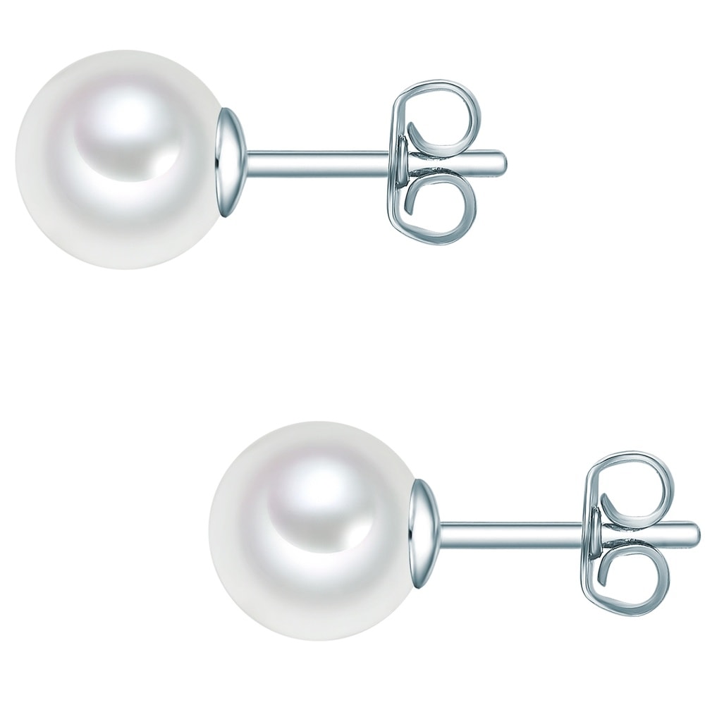 Trilani Puce d'oreille en perle Argent sterling Perle de culture d'eau douce en Argent Boucles d'oreilles