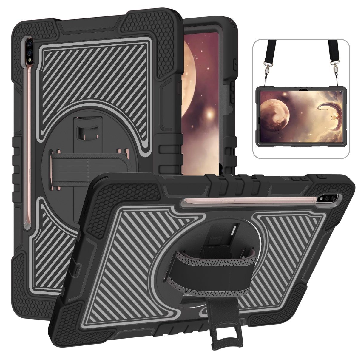 Wigento Tablet-Hülle Für Samsung Galaxy Tab S9 u. S9 FE / S8 / Tab S7 360 Grad Hülle Tasche