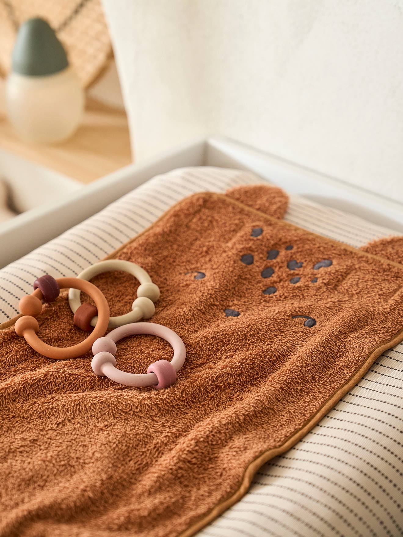 Vertbaudet Baby Wickelauflagen-Set ETHNIC, personalisierbar Oeko-Tex - beige bedruckt