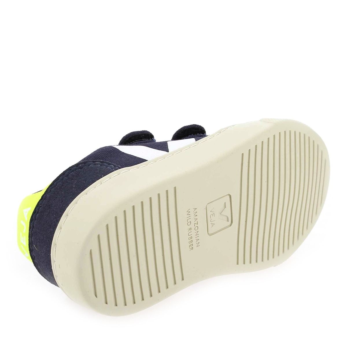Veja  SMALL V12 VELCRO CANVAS - Marine Jaune