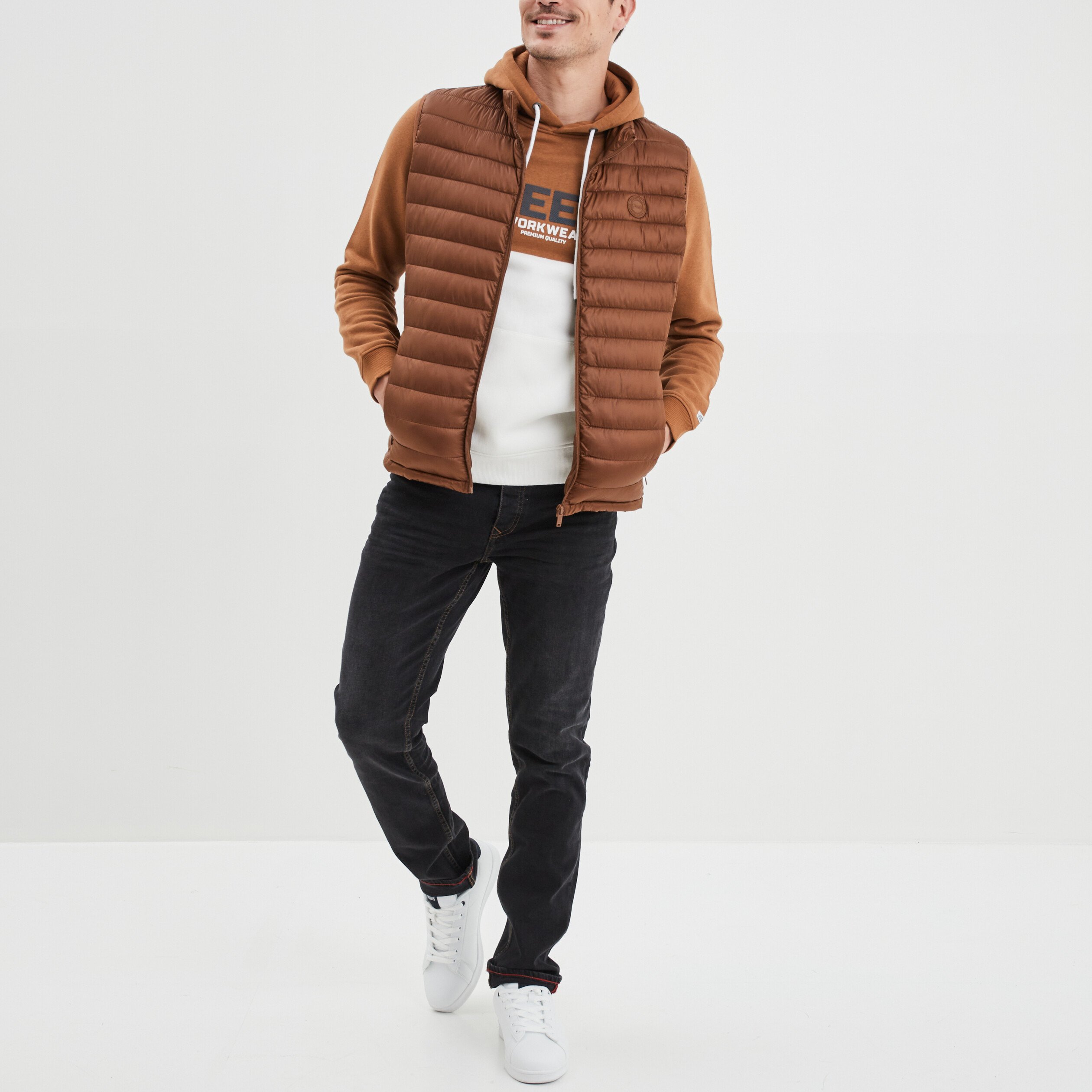 Jeans straight taille standard denim noir homme | La Halle