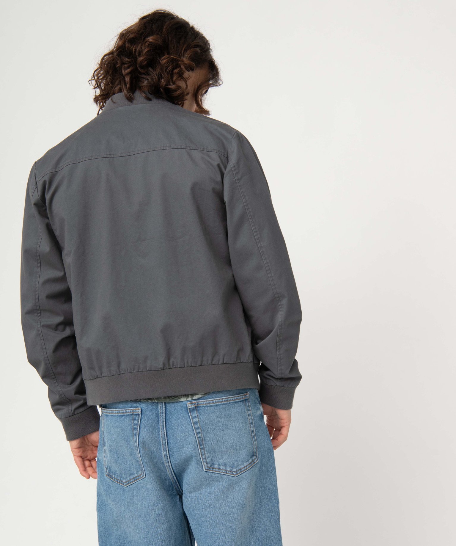 Blouson homme zippé en toile de coton gris | GEMO