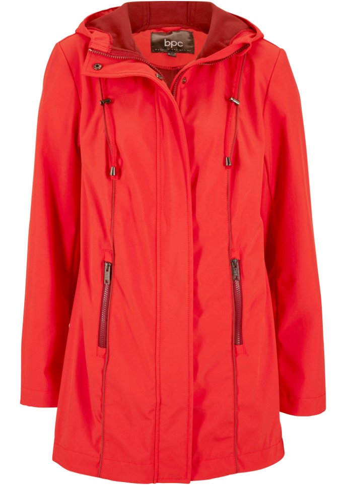 Softshell-Parka mit kontrastfarbenen Nähten, Innenfutter