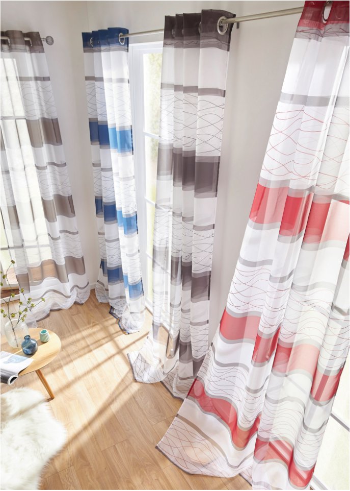 Transparente Gardine mit Querstreifen Druck (1er Pack)