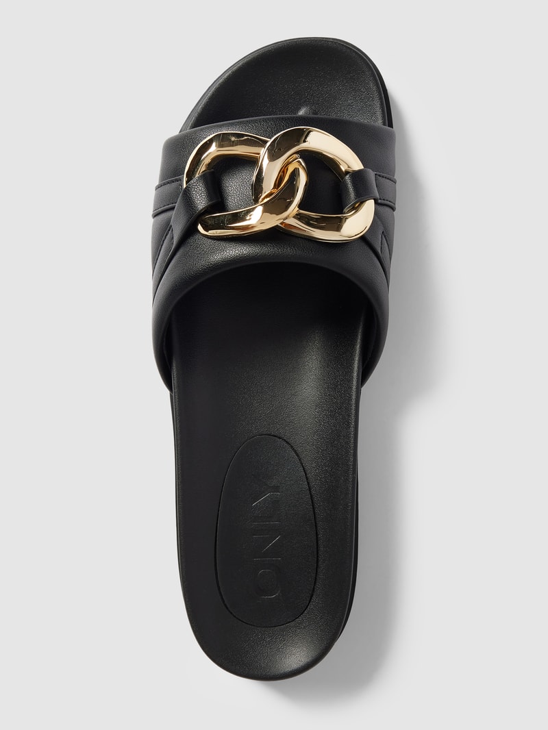 Slides mit Zierbesatz Modell 'MINNIE' in schwarz