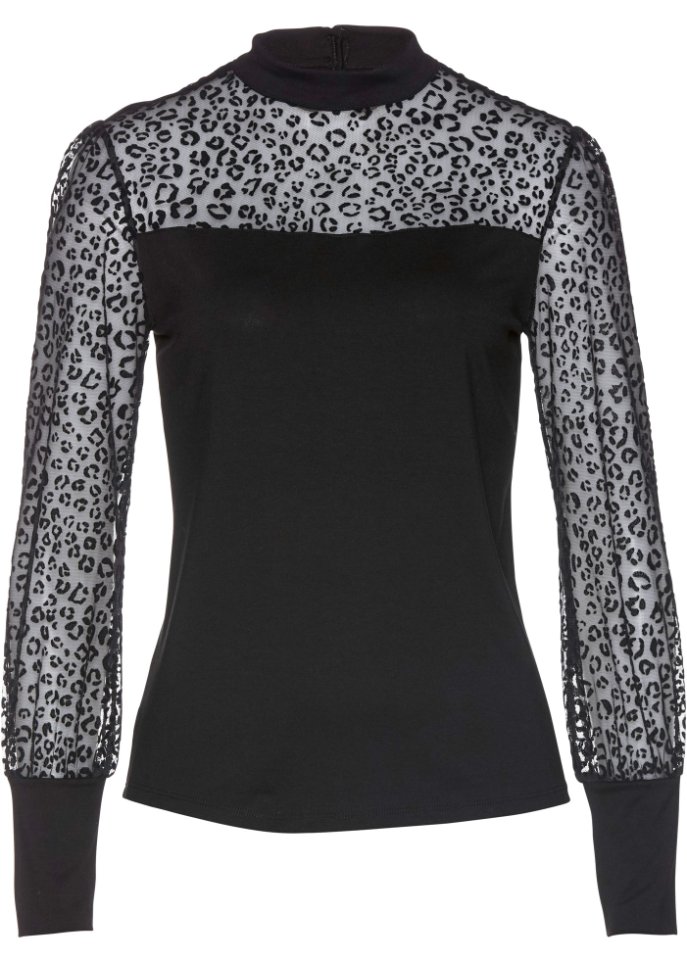 Shirt mit transparenten Ärmeln im trendigen Animal Design