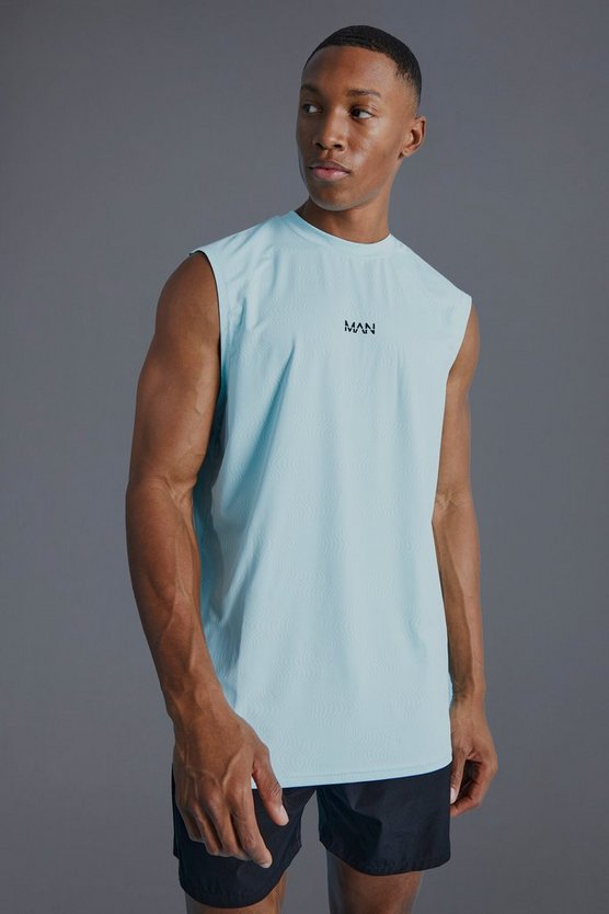 Man Active Muscle-Fit Tanktop mit Print