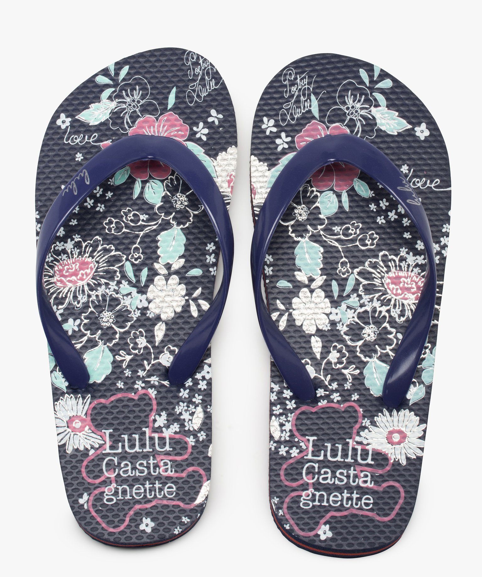 Tongs fille à semelle imprimée fleurs – LuluCastagnette bleu | GEMO