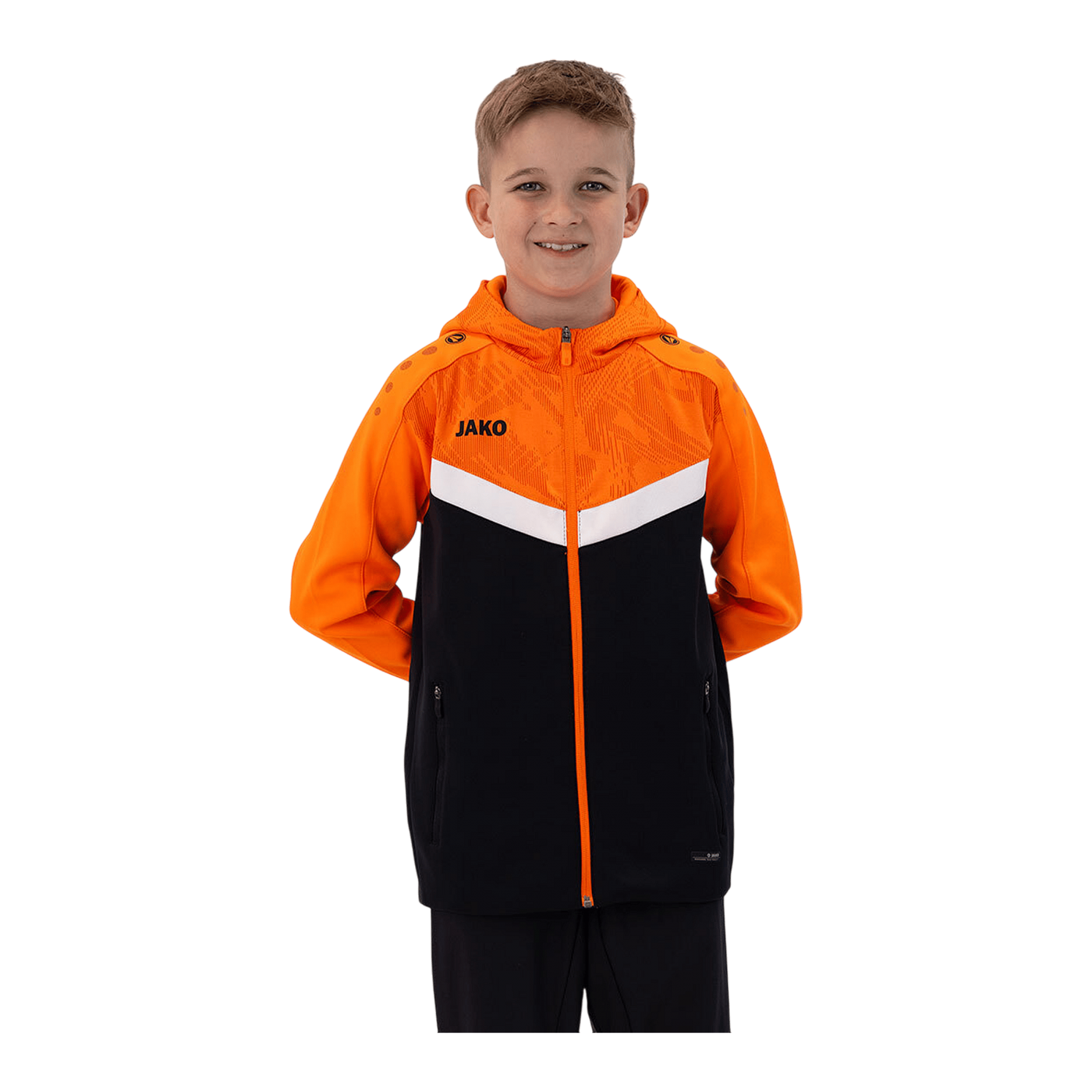 JAKO Icon Kapuzenjacke Kids Schwarz Orange F807